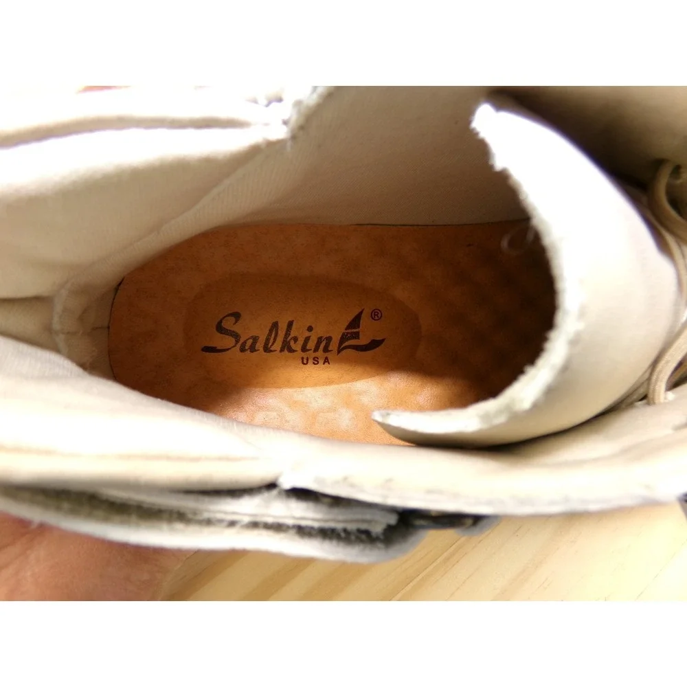 Salkin Minimalist Barefoot Boots Mens Beige Size 40 Ankle Height Leather Adj.